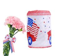 Ruban Patriotique Filaire pour Bricolage - Thème du 4 Juillet | Rayé Rouge, Blanc et Bleu | Motif Drapeau Américain Étoiles, Bord Renforcé pour Nœuds de Couronne, Décor du Jour de l'Indépendance