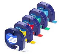 Ruban plastique compatible avec Dymo LetraTag 12mm×4m 91221, 5 couleurs