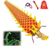 Ruban Poi Dragon Lumineux LED, Flûte de Soie avec Tête de Dragon 3D et Lumières RGB, Accessoire de Danse du Dragon Chinois pour Parc Extérieur, Plage, Fête et Équipement de Fitness po Green 10m(33ft)