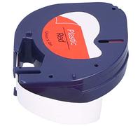 Ruban Pour Étiqueteuse de Remplacement, 12mm x 4m - Impression Nette et Durable, Film PET Résistant à l’Eau, Bureau et Maison;étiquetage;ruban étiquettes (Fond rouge 12 mm avec caractères noirs 91203)