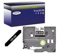 Ruban pour étiquettes laminées générique Brother Tze-325 pour étiqueteuses P-touch - Texte blanc sur fond noir - Largeur 9 mm x 8 mètres - T3AZUR G