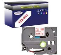 Ruban pour étiquettes laminées génériques Brother Tze-252 pour étiqueteuses P-touch - Texte rouge sur fond blanc - Largeur 24 mm x 8 mètres - T3AZUR G