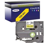 Ruban pour étiquettes laminées génériques Brother Tze-641 pour étiqueteuses P-touch - Texte noir sur fond jaune - Largeur 18 mm x 8 mètres - T3AZUR G