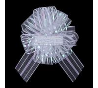 Ruban pour nœud de mariage, Nœuds à tirer en Organza multicolores for marié et mariée, 20 pièces, 5x122 cm, for décoration de mariage et d'événements(White)