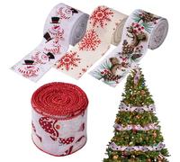 Ruban Pour Sapin De Noël | 4 Rouleaux De Jute 4,57 m | Décor De Ruban En Nœud Pour La Cime Du Sapin | Pour Guirlande Couronne Maison Lumières Filaires Fenêtre Porte Cheminée Jardin