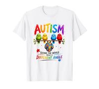 Ruban Puzzle Chouettes de Sensibilisation à l'Autisme coloré pour Filles T-Shirt