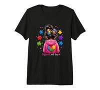 Ruban Puzzle de Sensibilisation à l'Autisme coloré pour Filles et Enfants T-Shirt Haut de Gamme