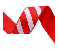 Ruban rayé diagonale de Noël rouge et blanc - Guirlande de bonbons - Pour emballage de cadeaux - Couronne de carnaval - Nœuds de Noël