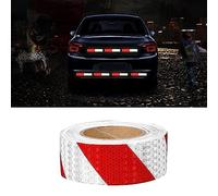 Ruban Réfléchissan Rouge et Blanc 10m x 5cm Bande Reflechissante Autocollante, Ruban Réfléchissant Adhésif, Autocollants Réfléchissants, Ruban Avertisseur Réfléchissant Blanc Ruban de Signalisation