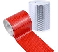 Ruban Reflechissant Adhesif, 2 Pcs de 5 cm * 3m XCOZU Réfléchissant Adhésif de Haute Intensité,Reflechissante Autocollante Rappel de Sécurité des Installations de Circulation Routière, Rouge et Blanc