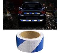 Ruban Réfléchissant, Avertissement De Sécurité Réfléchissant Autocollant Film Blanc Rouge, Fluorescent Bande Sécurité pour Visibilité Nuit10Mx 5CM Bande Haute Visibilité Haute Intensité(Bleu Blanc）