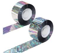 Ruban réfléchissant double face 2,4 cm x 80 m pour protection contre les oiseaux, pigeons, corneilles, mouettes, hirondelles, étourneaux (2 rouleaux)