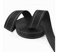 Ruban réfléchissant en nylon, largeur 15 mm, 20 mm, 25 mm, longueur 5 m/10 m, sangle d'épaule, collier pour animal de compagnie, bande de fixation en polyester(Black,25mm-10Meters)