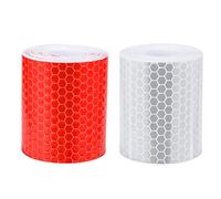 Ruban réfléchissant, YMWALK 2Pcs 5cm × 3 mètres Ruban réfléchissant Autocollant auto-adhésif Haute visibilité pour véhicules Voitures Remorques Vélos Casques - Blanc et rouge