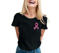 Ruban Rose Cancer du Sein Pin's Octobre T Shirt Tee Manche Longue Sweat Femme Tshirt Satin 2025 Accessoires Pin S Wandic Homme Blanc Pin’s T-Shirt Broche Ballon