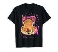 Ruban Rose de Lutte Contre Le Cancer du Sein - Écureuil T-Shirt Graphique avec Valeur, Homme, Noir, L