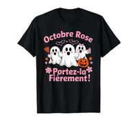 Ruban Rose Fantômes Mignons Halloween Octobre Rose T-Shirt
