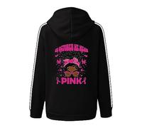 Ruban Rose Femme Sweat Surdimensionne à col Ras du Cou pour Femmes Imprimé Fermeture éclair Mois International de la Prévention Cancer Sein Long Grande Taille