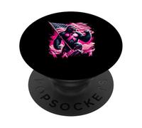 Ruban Rose Gorilla pour la Sensibilisation au Cancer du Sein Drapeau des États-Unis PopSockets PopGrip Adhésif