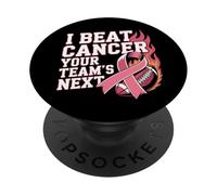 Ruban Rose « I Beat Cancer Your Team's Next Football » PopSockets PopGrip Adhésif