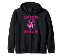 Ruban Rose « Jesus Help God Heal Me » pour la Sensibilisation au Cancer du Sein Sweat à Capuche