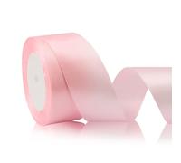 Ruban Rose Large Satin 40 Mm X 23 M en Polyester pour DIY Décoration, Loisirs, Deco Mariage, Faire Nœud Papillon, Saint-Valentin, Bouquet De Mariée