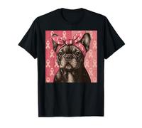 Ruban Rose pour la Sensibilisation au Cancer du Sein Bouledogue français T-Shirt