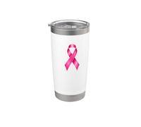 Ruban rose pour la sensibilisation au cancer du sein Gobelet isotherme en acier inoxydable double paroi