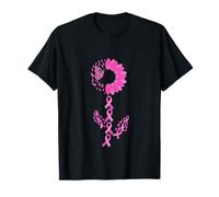 Ruban Rose pour la Sensibilisation au Cancer du Sein, Motif Floral T-Shirt