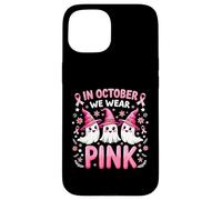 Ruban Rose pour Le Cancer du Sein, fantôme, Octobre, Saison d'halloween Coque pour iPhone 15