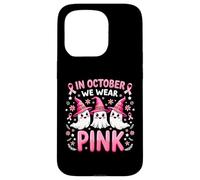 Ruban Rose pour Le Cancer du Sein, fantôme, Octobre, Saison d'halloween Coque pour iPhone 15 Pro