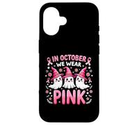 Ruban Rose pour Le Cancer du Sein, fantôme, Octobre, Saison d'halloween Coque pour iPhone 16