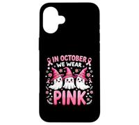 Ruban Rose pour Le Cancer du Sein, fantôme, Octobre, Saison d'halloween Coque pour iPhone 16 Plus