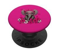 Ruban Rose pour Sensibilisation au Cancer du Sein éléphant PopSockets PopGrip Adhésif