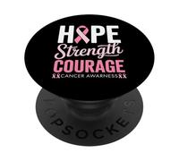 Ruban Rose pour Sensibilisation au Cancer du Sein Hope, Force, Courage PopSockets PopGrip Adhésif