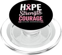 Ruban Rose pour Sensibilisation au Cancer du Sein Hope, Force, Courage PopSockets PopGrip pour MagSafe
