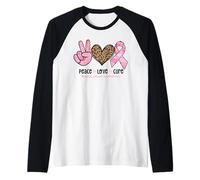 Ruban Rose pour soulager Le Cancer en Forme de cœur avec Motif léopard Manche Raglan
