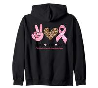 Ruban Rose pour soulager Le Cancer en Forme de cœur avec Motif léopard Sweat à Capuche