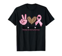 Ruban Rose pour soulager Le Cancer en Forme de cœur avec Motif léopard T-Shirt