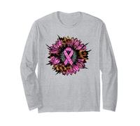 Ruban Rose Tournesol Motif léopard Sensibilisation au Cancer du Sein Manche Longue