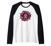 Ruban Rose Tournesol Motif léopard Sensibilisation au Cancer du Sein Manche Raglan