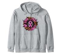 Ruban Rose Tournesol Motif léopard Sensibilisation au Cancer du Sein Sweat à Capuche