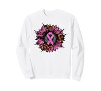 Ruban Rose Tournesol Motif léopard Sensibilisation au Cancer du Sein Sweatshirt