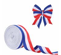 Ruban Rouge Blanc Bleu, 4cm x 24m Polyester Rayé Aux Couleurs Drapeau Américain Patriotique pour Emballage Cadeau Commémoration 4er Juillet Décoration Couronne DIY Fête Artisanat