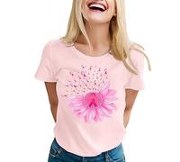 Ruban Rouge Cancer du Sein Octobre Rouge T-Shirt, Cancer-du-Sein d'Octobre T-Shirts Grande Taille Ruban Rosée de Sensibilisation La Rosée Lot Teeshirt Cadeau 2033