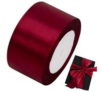 Ruban rouge foncé 2 pouces X 25 Yards, en Satin de soie filaire, découpable pour l'emballage artisanal de Bouquets floraux, décoration fête mariage