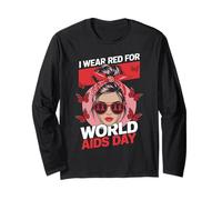 Ruban Rouge « I Wear Red for World Aids » pour la Journée Mondiale de Sensibilisation au Manche Longue