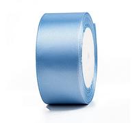 ruban. Ruban de satin double face en polyester, 4 cm de large, doré, continu, 25 mètres(Gray blue)