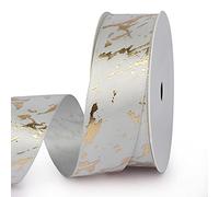 Ruban Ruban De Satin Ruban Tissu Cadeau De 25Mm Marbre / Fissure Satin Ruban Gold Feuille D'Or Stamping Pour La Décoration De La Maison Cadeau Diy Diy Fait Faisseurs Bips Ruban-Gris De La Coquille_10