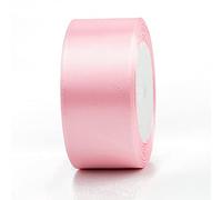 ruban. Ruban satin double face en polyester bleu marine et vert, 4 cm de large, continu, 25 mètres(Light pink)